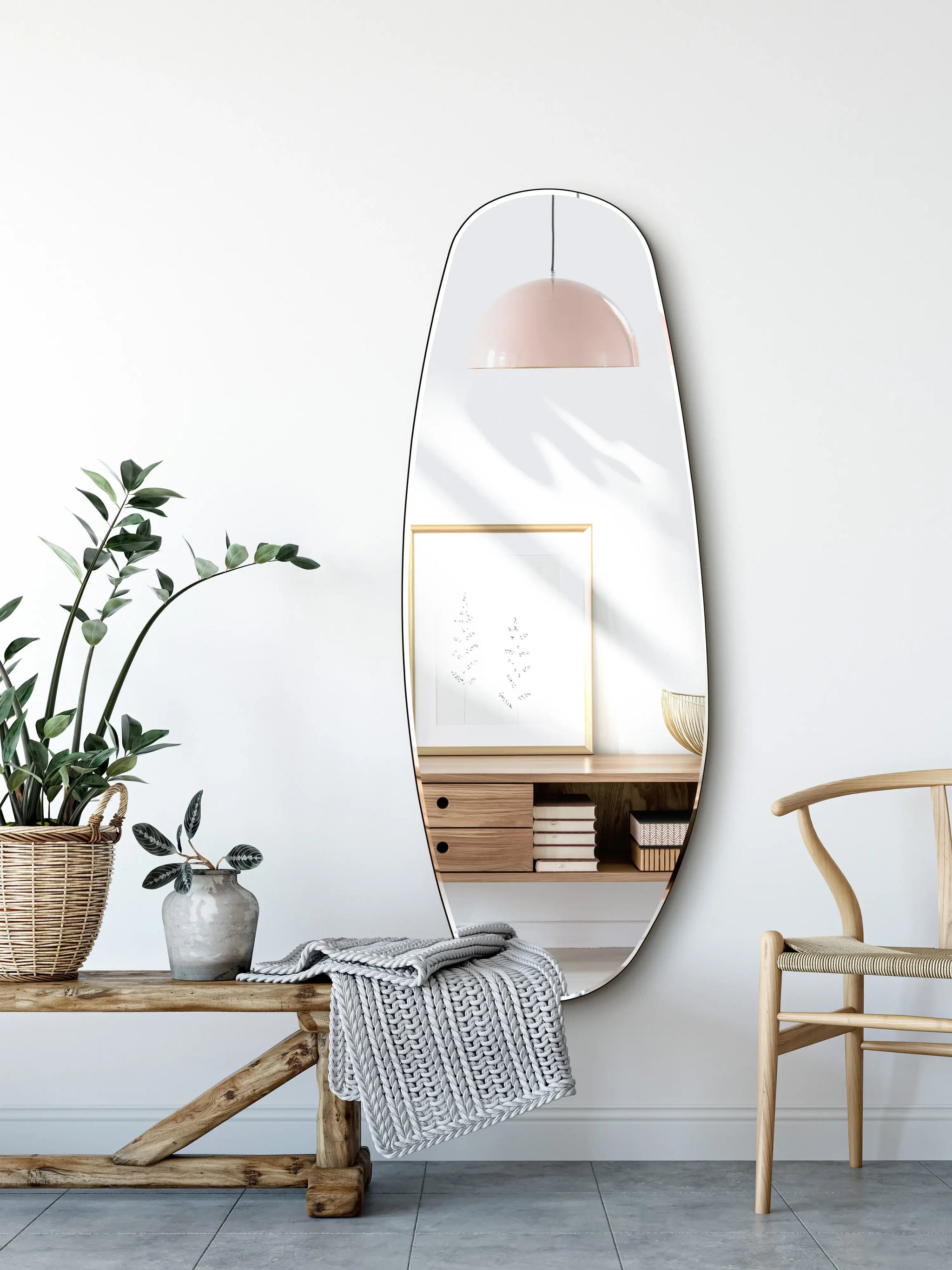 Snowdool Zwarte Wandspiegel, 45x65cm Rechthoekig Frame Kaptafelspiegel, Hangt Horizontaal of Verticaal Decoratief voor Kleedkamer, Badkamer