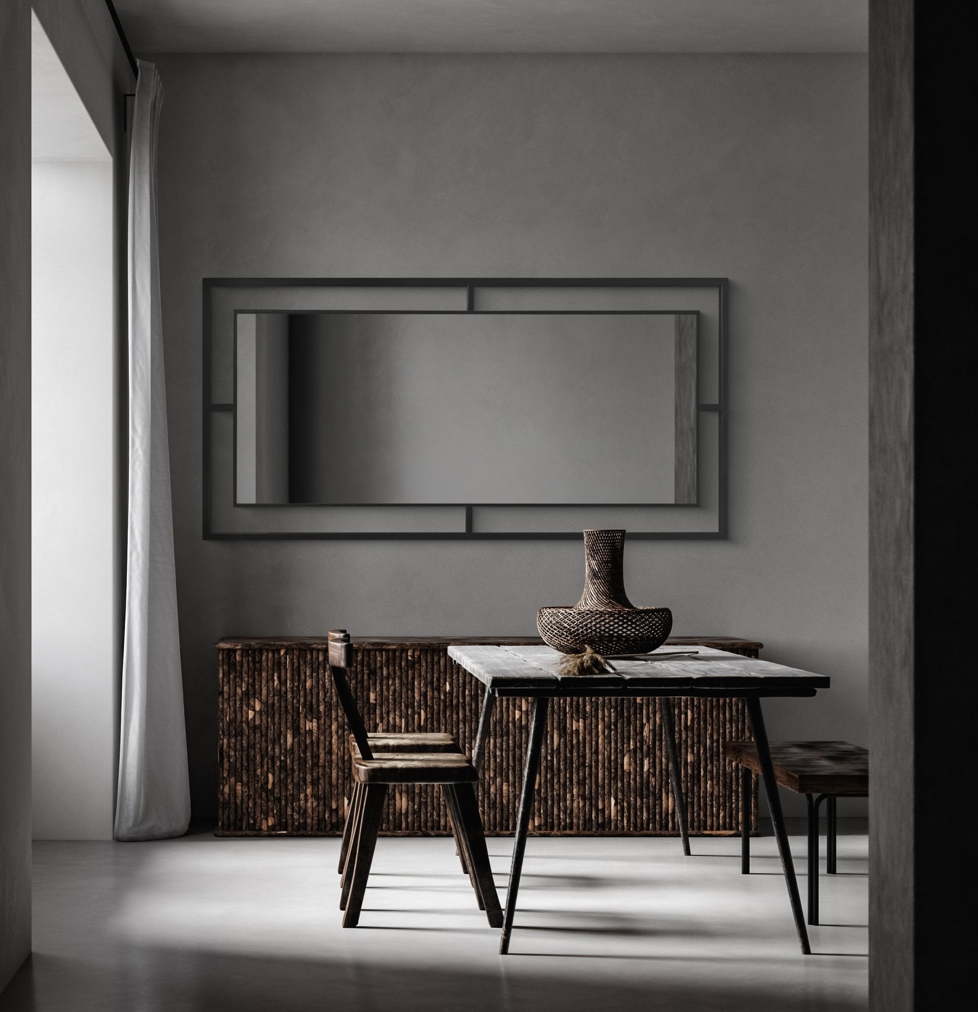 Framed Mirror No. 1 | Großer Spiegel mit Eisenrahmen | 180 × 80 cm. - Blossholm