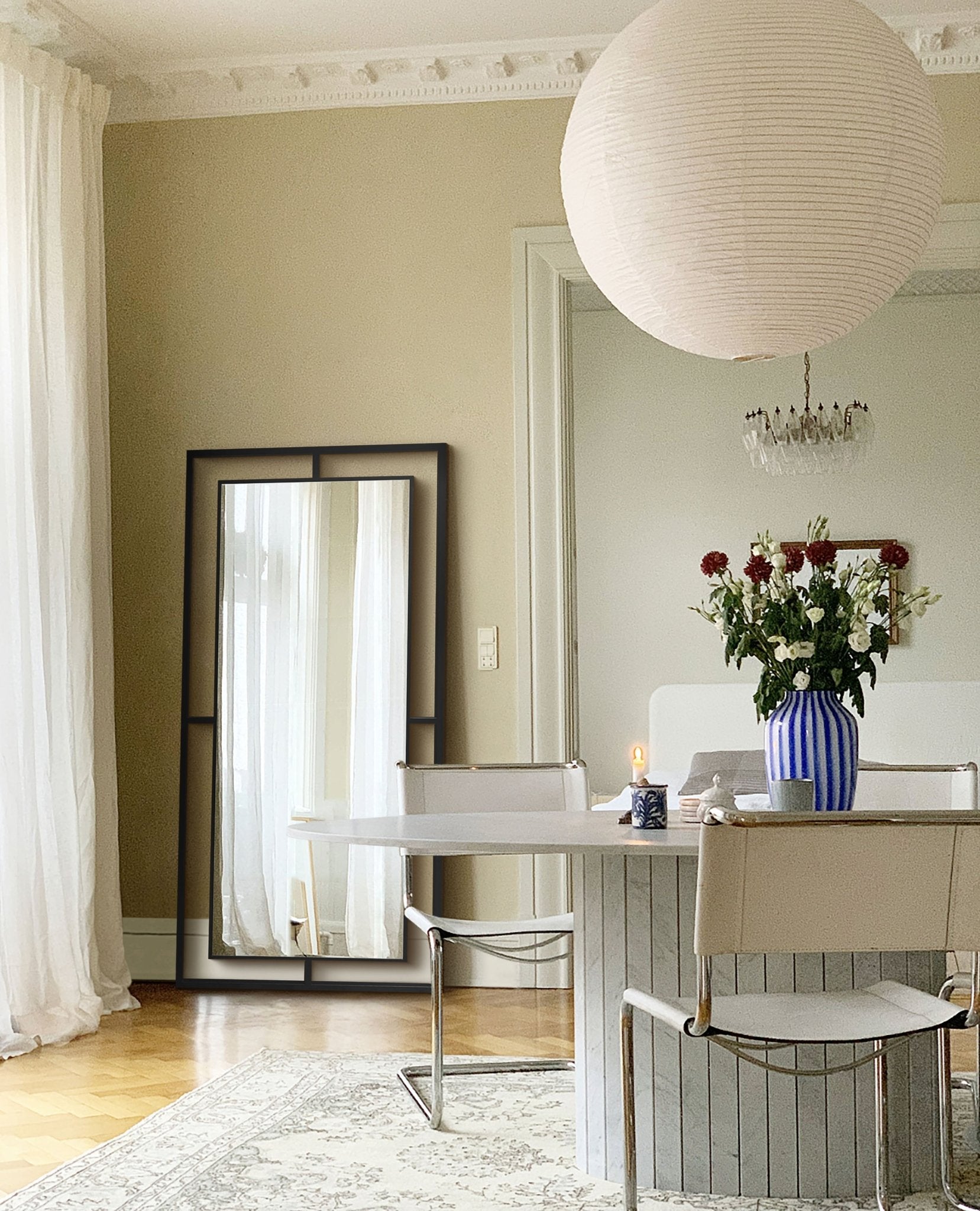 Framed Mirror No. 1 | Großer Spiegel mit Eisenrahmen | 180 × 80 cm. - Blossholm