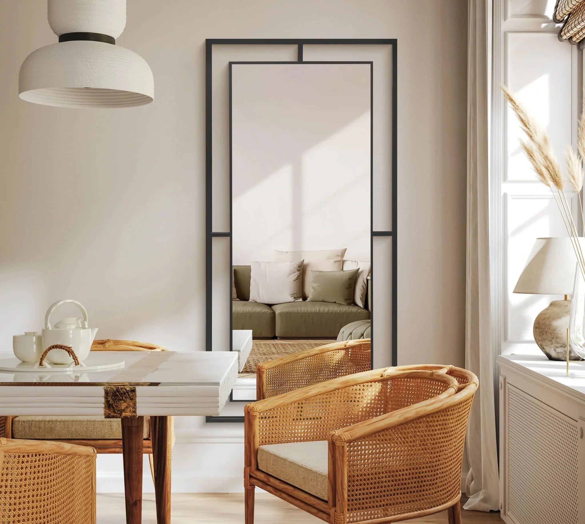 Framed Mirror No. 1 | Großer Spiegel mit Eisenrahmen | 180 × 80 cm. - Blossholm