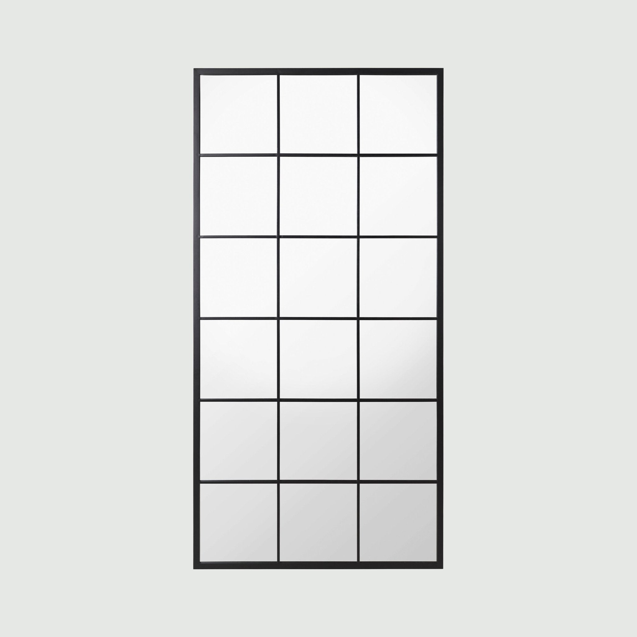 Grid Mirror No.2 | Schwarzer Spiegel mit Eisenrahmen 200 × 100 cm - Blossholm